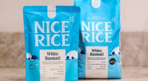 Nice Rice premium rebrand packaging showcasing new identity